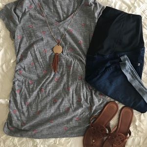Gray maternity tee (watermelon print)